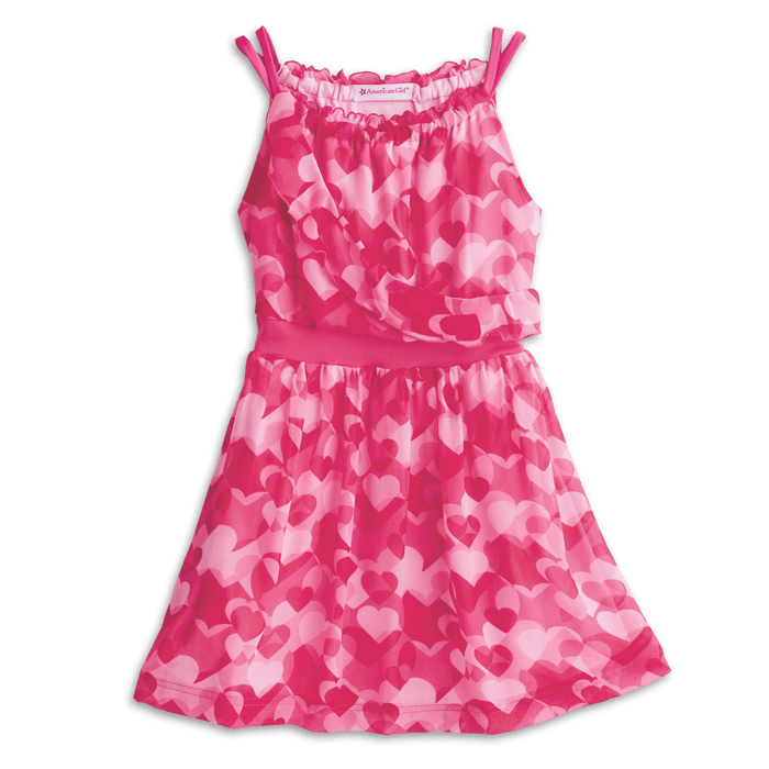 Red Hearts Ruffle Dress for Girls