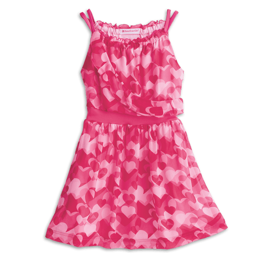 Red Hearts Ruffle Dress for Girls