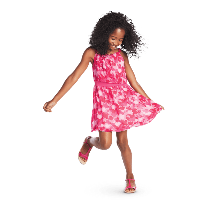 Red Hearts Ruffle Dress for Girls