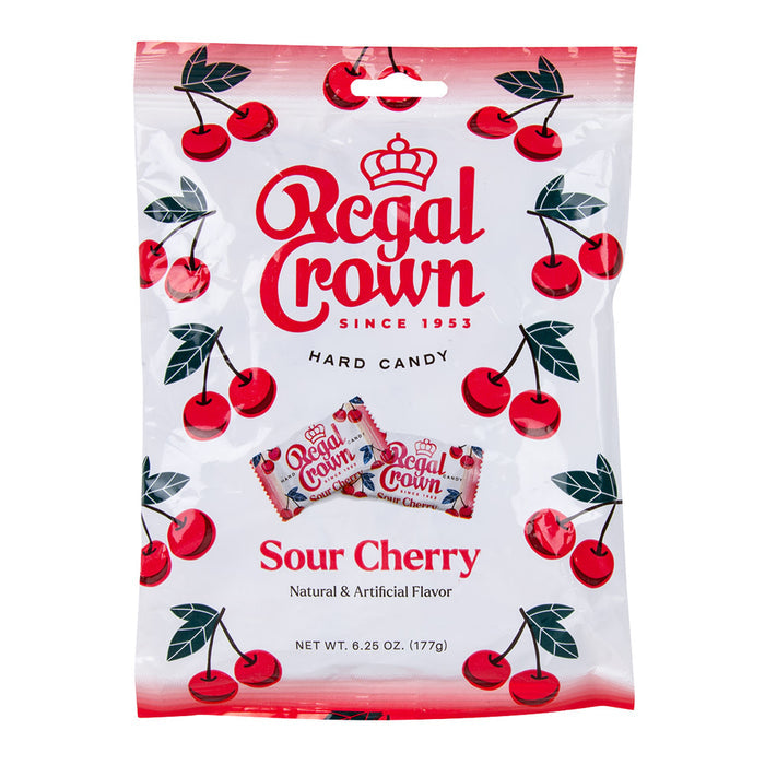 Regal Crown Sour Cherry Hard Candy Peg Bag - 12 Count