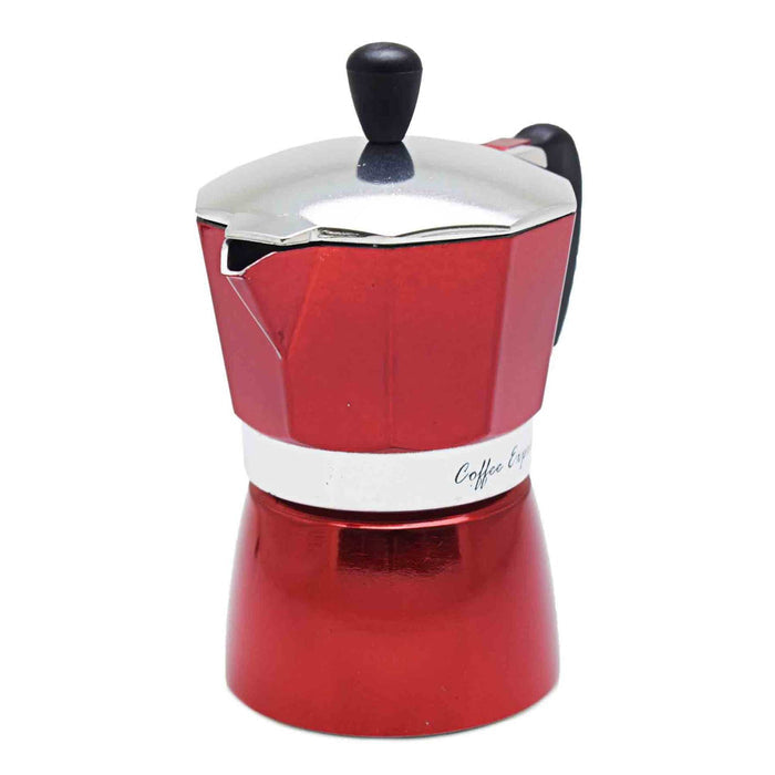 Regent 3-Cup Aluminium Espresso Maker - Red & Silver