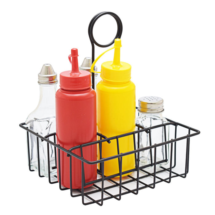 Regent Chrome Condiment Holder 7 Piece - Black