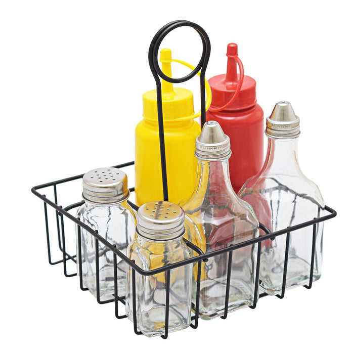 Regent Chrome Condiment Holder 7 Piece - Black