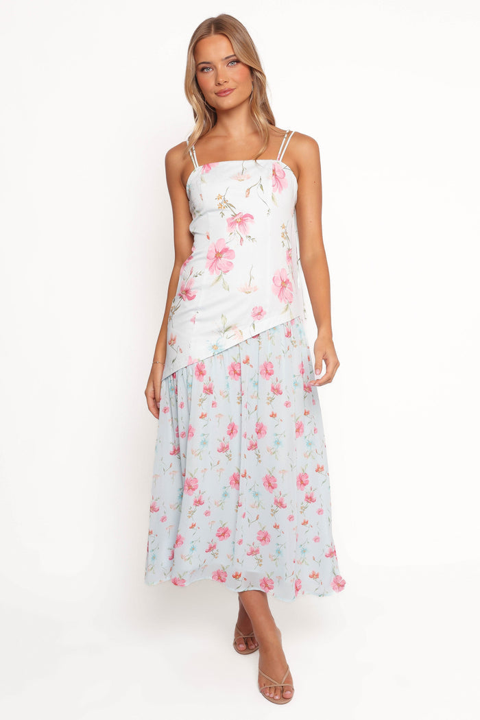 Petal and Pup USA DRESSES Renata Maxi Dress - Blue Floral