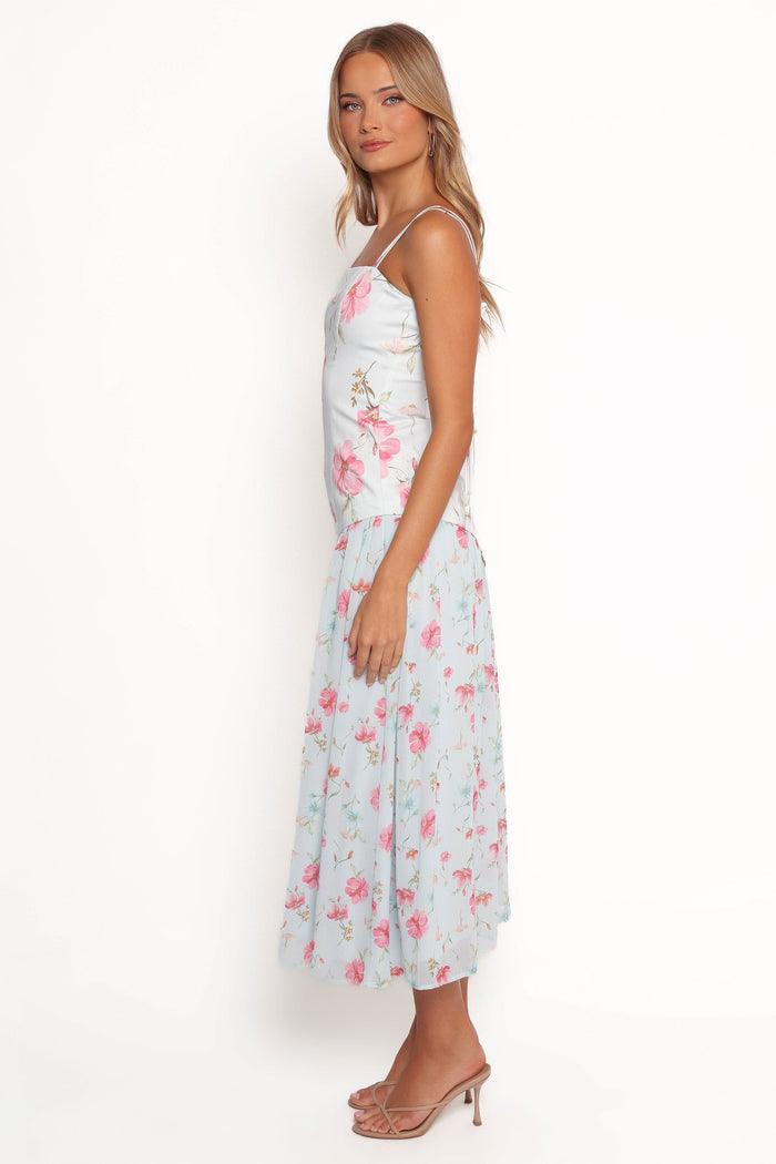 Petal and Pup USA DRESSES Renata Maxi Dress - Blue Floral
