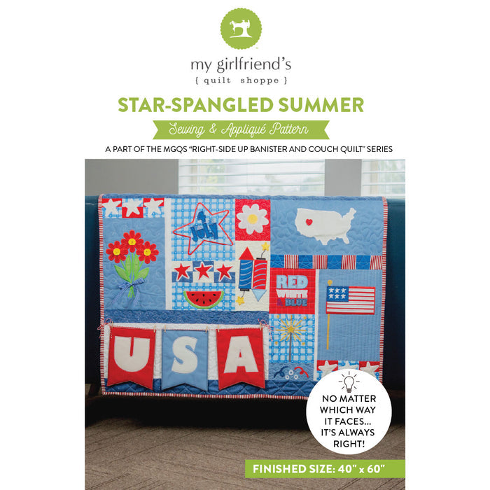Right Side Up Banister and Couch Quilt: Star-Spangled Summer (Downloadable Sewing Pattern)
