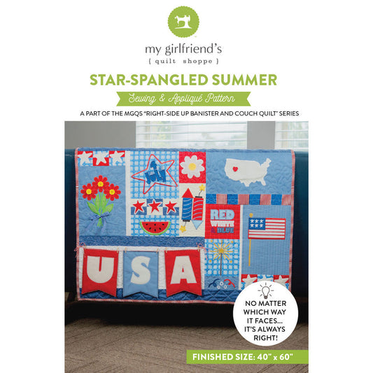 Right Side Up Banister and Couch Quilt: Star-Spangled Summer (Downloadable Sewing Pattern)
