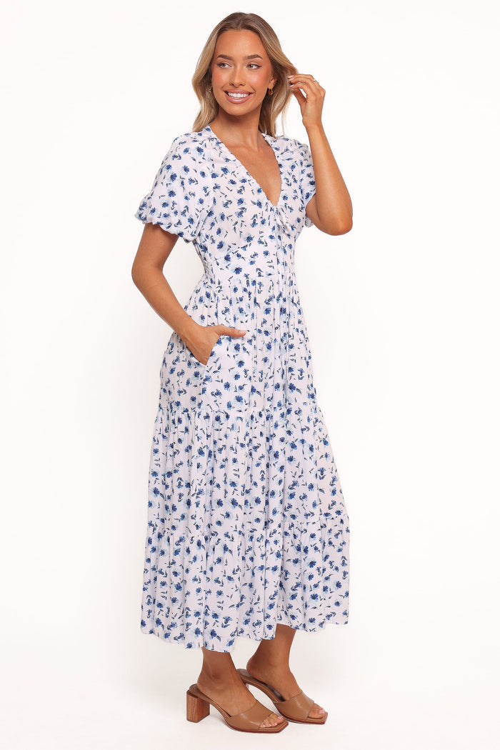Petal and Pup USA DRESSES Roberts Maxi Dress - Blue Ditsy Floral
