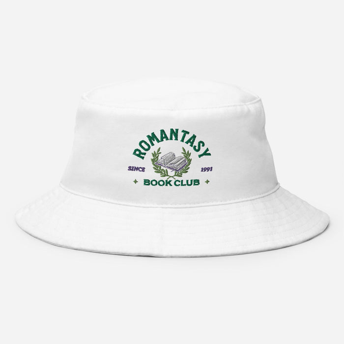 Romantasy Book Club Bucket Hat - The Bean Workshop - book lover, bookish, bucket hat, embroidered, read everyday, reading accessories, retro, vintage