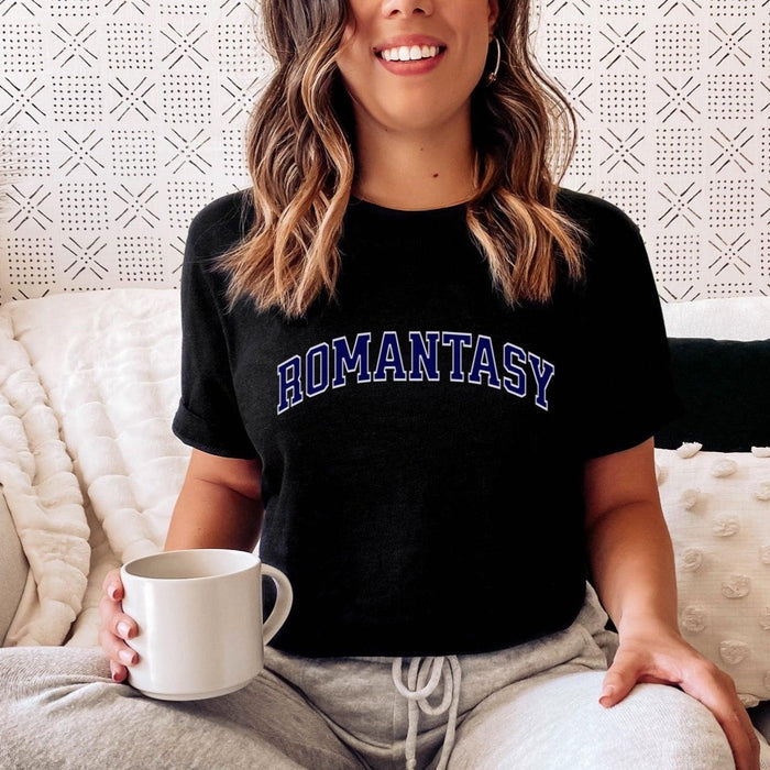 Romantasy T-Shirt - The Bean Workshop - book lover, bookish, collegiate, minimalistic, read everyday, t-shirt