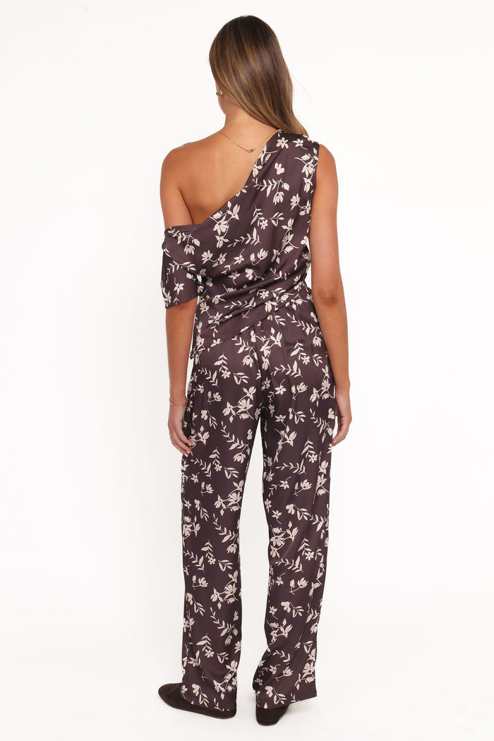Petal and Pup USA BOTTOMS Romola Pant - Brown Cream Floral