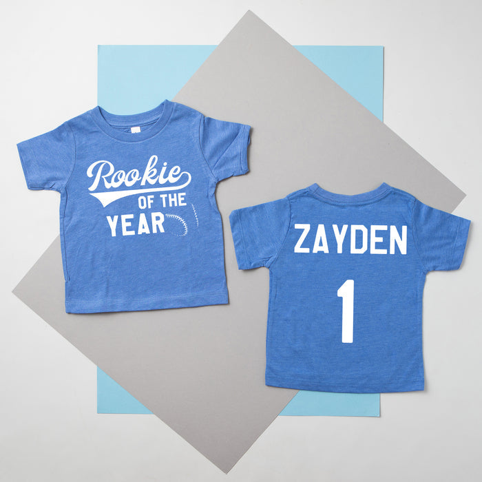 "Rookie of the Year" 1st Birthday Personalized Baseball T-shirt/Bodysuit