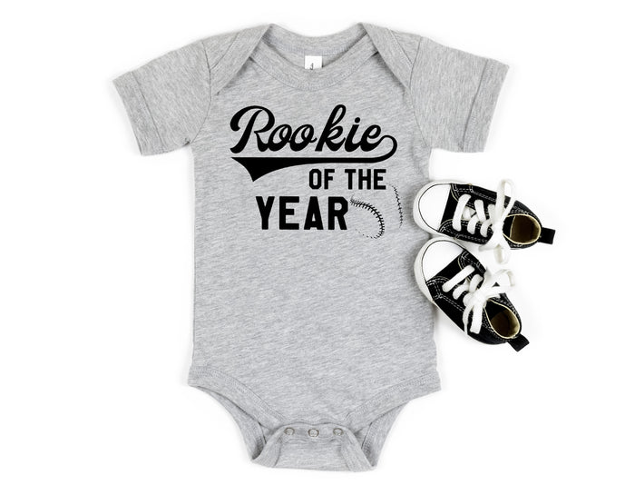 "Rookie of the Year" 1st Birthday Personalized Baseball T-shirt/Bodysuit