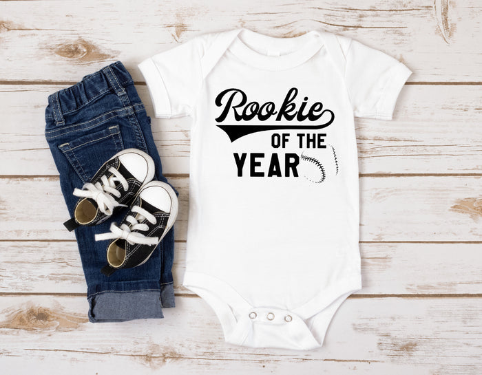 "Rookie of the Year" 1st Birthday Personalized Baseball T-shirt/Bodysuit