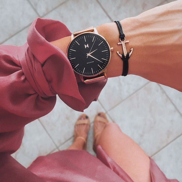 Rose Gold Black Anchor Bracelet inspiration women
