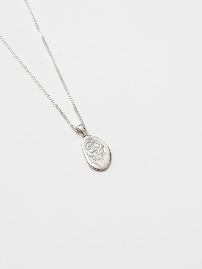Wolf Circus Engraved Rose Pendant Necklace in Sterling Silver | Recycled Metals-Necklaces-wolfcircus.com