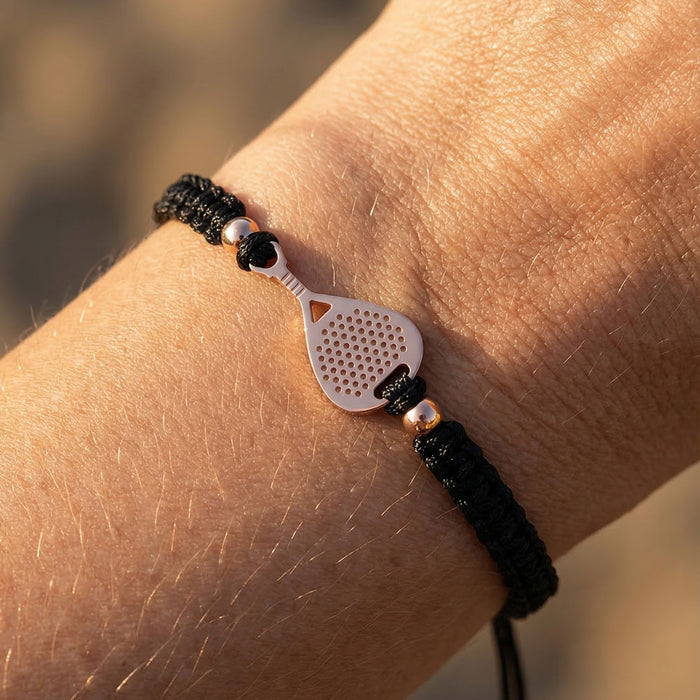 Rose Padel Black Braided Bracelet