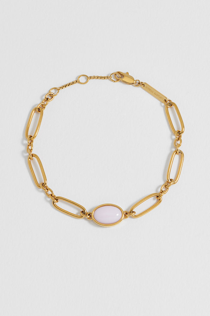 Rose Quartz Cabochon Chain Bracelet