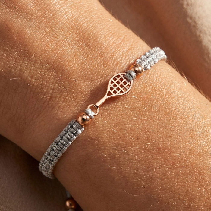 Rose Tennis Grey Braided Bracelet