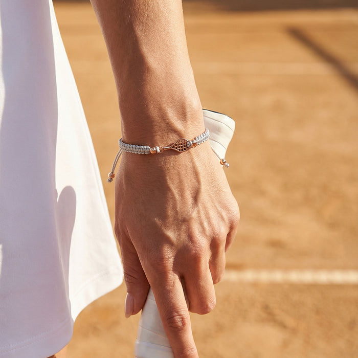 Rose Tennis Grey Braided Bracelet