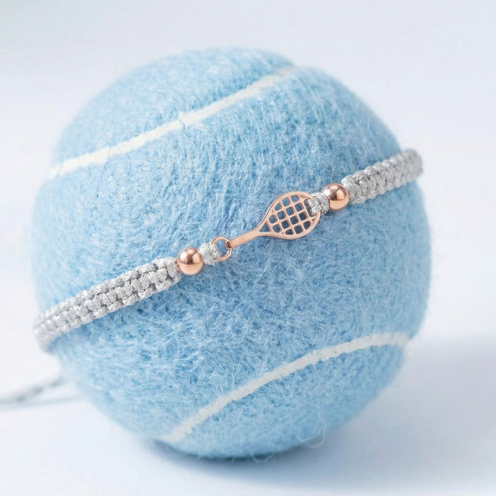 Rose Tennis Grey Braided Bracelet