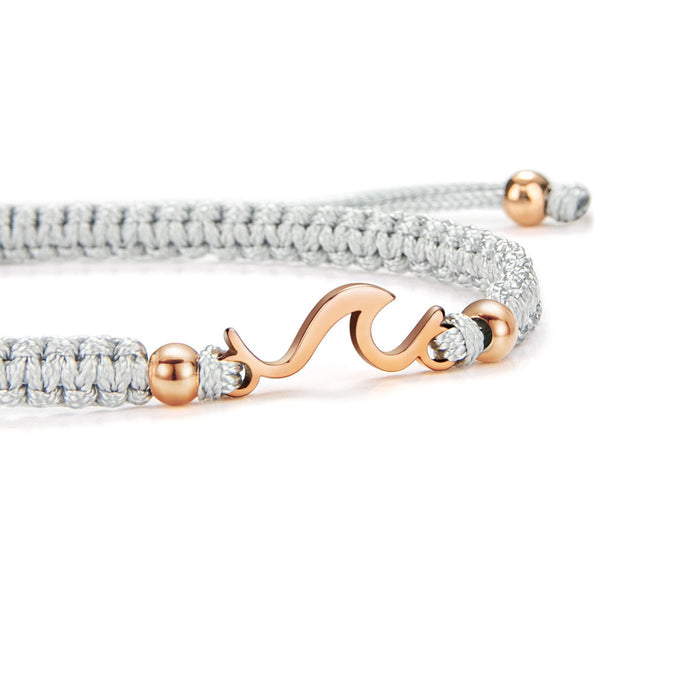 Rose Wave Grey Braided Bracelet