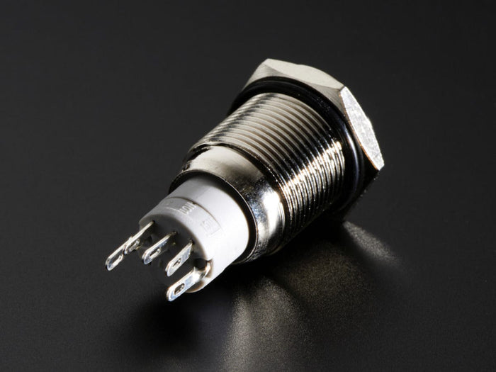 Rugged Metal Pushbutton with Blue LED Ring (16mm Blue Momentary) by The Pi Hut - The Pi Hut