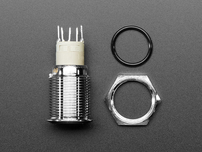 Rugged Metal Pushbutton with Blue LED Ring (16mm Blue Momentary) by The Pi Hut - The Pi Hut