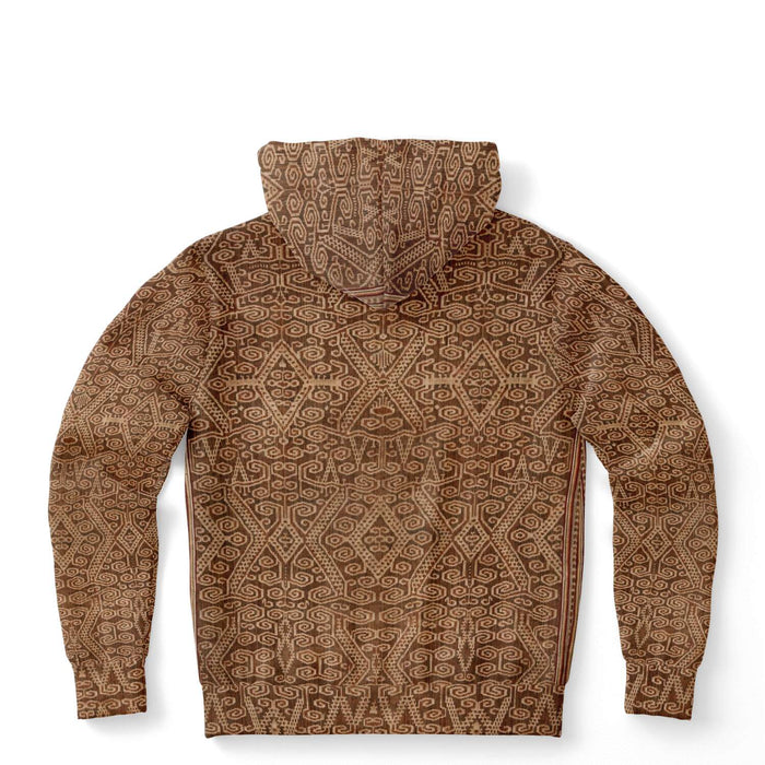 Rustic Ikat-Inspired Tan Boho Hippy Sacred Geometry Ethnic Asian Vintage Tribal Folk Art Pullover Hoodie