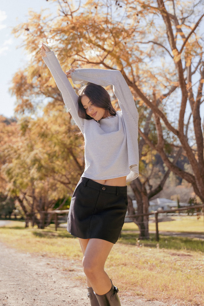 Petal and Pup USA TOPS Ruva Long Sleeve Tee - Navy White Stripe