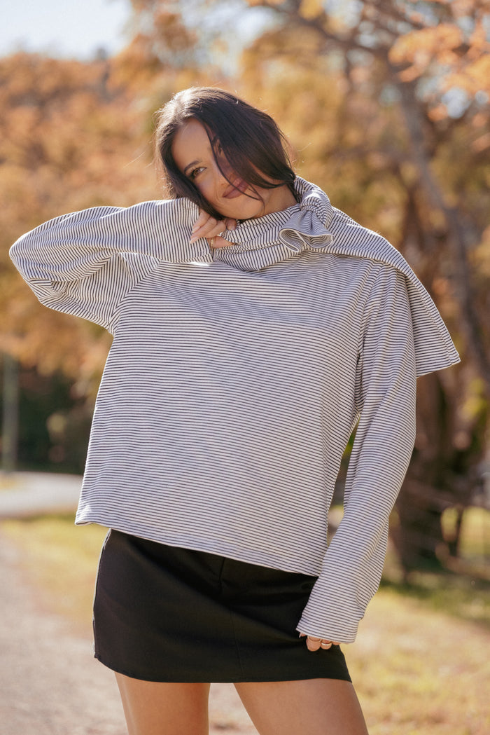 Petal and Pup USA TOPS Ruva Long Sleeve Tee - Navy White Stripe