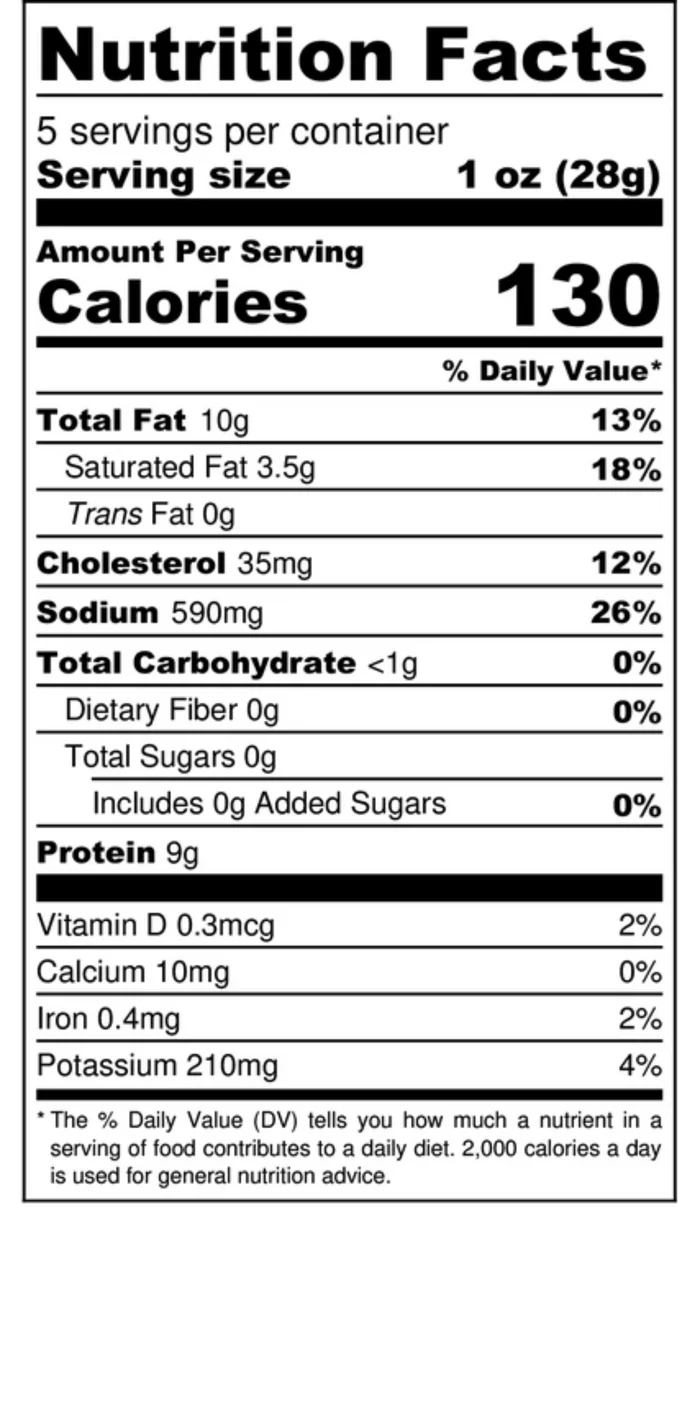 Salami - Uncured Bacon/Bourbon nutrition info