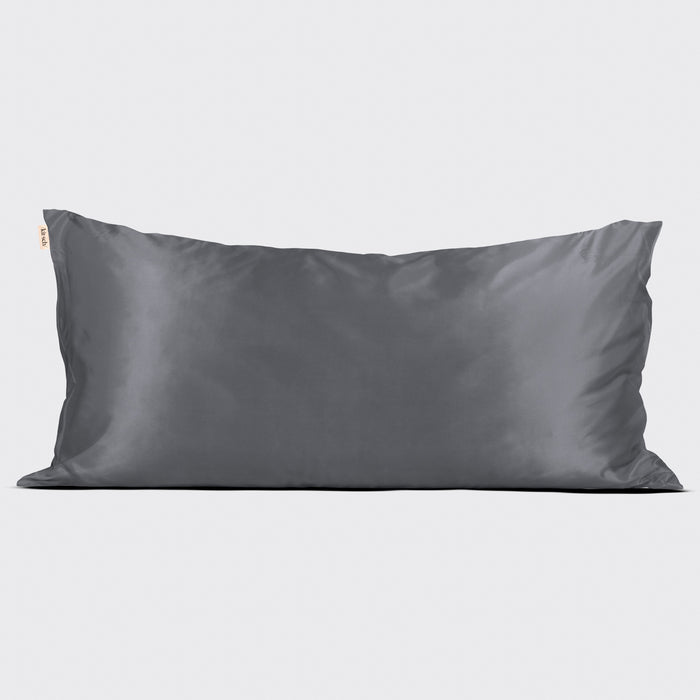 Model sleeping on KITSCH Charcoal King Satin Pillowcase