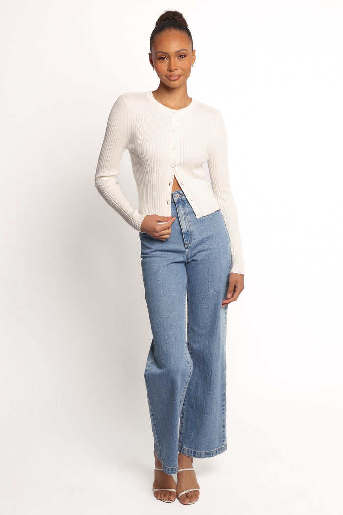 Petal and Pup USA TOPS Searie Ribbed Cardigan Top - Cream