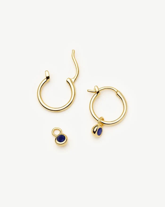 September Birthstone Mini Charm Hoop Earrings | 18k Gold Vermeil/Lapis Earrings Missoma