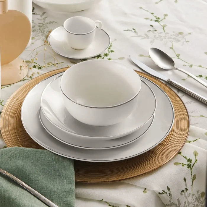 Service de table Karaca Rowan pour 12 personnes, 69 pièces, New Generation Bone, platinum