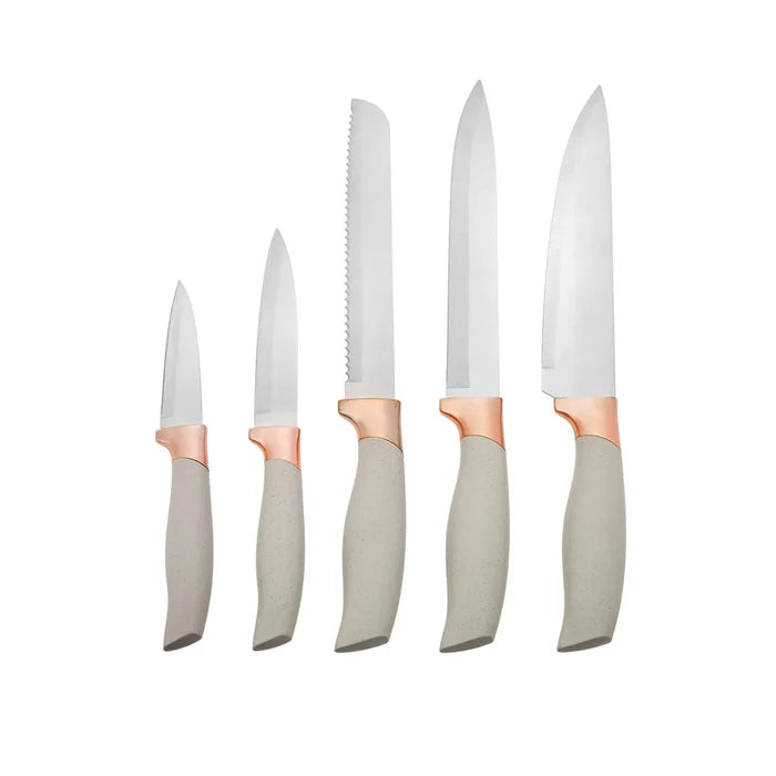 Set de couteaux et planches à découper Karaca Gusto, crème, 12 pièces
