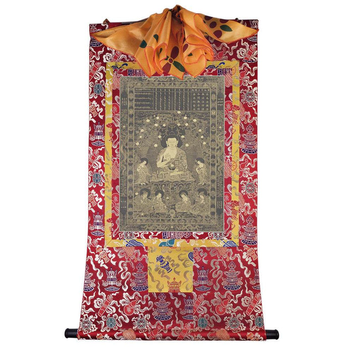 Shakyamuni - Tibetan thangka painting, detailed view
