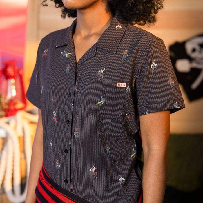 RSVLTS RSVLTS Women's Short Sleeve Shirt Shiver Me Timbers – Women's Stretch Seersucker Short Sleeve Shirt Shiver Me Timbers – Women's Stretch Seersucker Short Sleeve Shirt