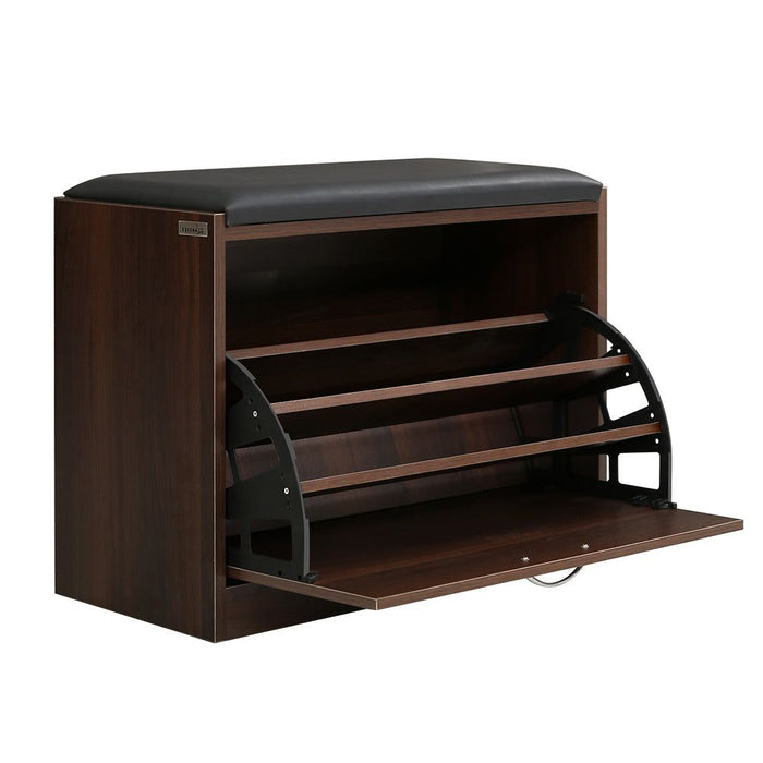 Shoe Bench Shoe Cabinet 15 Pairs Walnut Kyla -Home Living Store - -