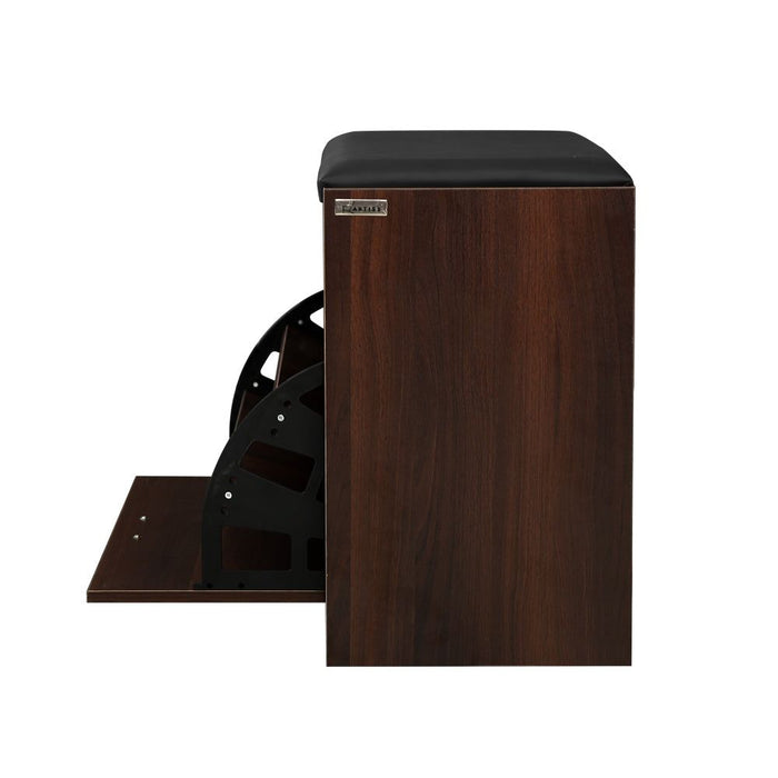 Shoe Bench Shoe Cabinet 15 Pairs Walnut Kyla -Home Living Store - -