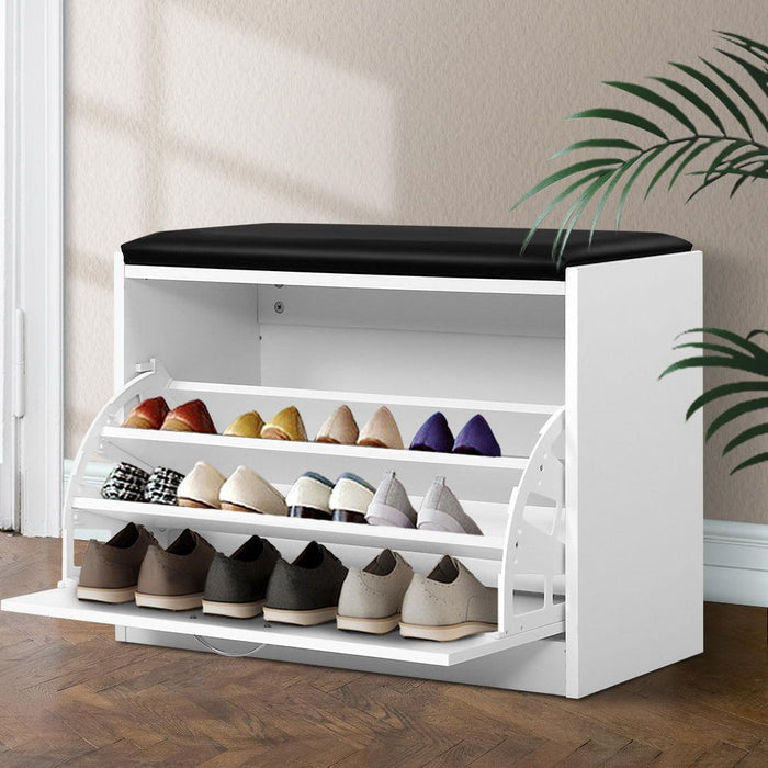 Shoe Cabinet Bench Shoes Storage Rack Organizer Drawer White 15 Pairs -Home Living Store - -