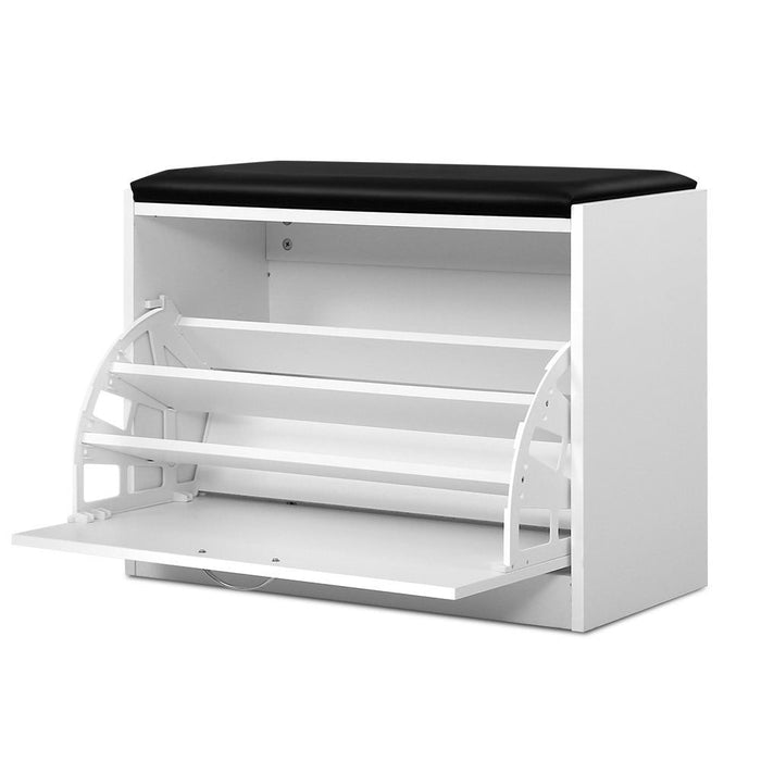 Shoe Cabinet Bench Shoes Storage Rack Organizer Drawer White 15 Pairs -Home Living Store - -