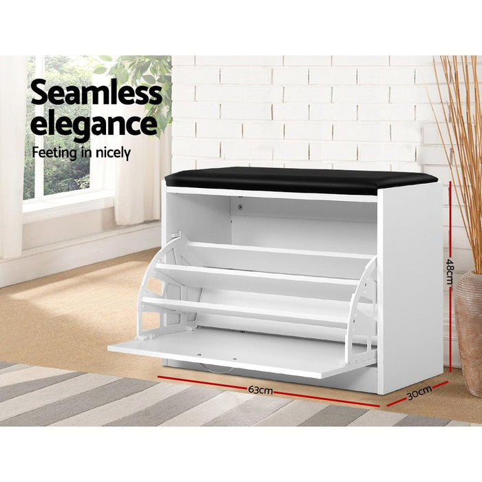 Shoe Cabinet Bench Shoes Storage Rack Organizer Drawer White 15 Pairs -Home Living Store - -