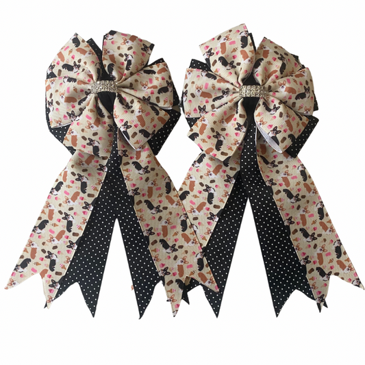 🤩 Show Bows: Corgis on Black Swiss Dot