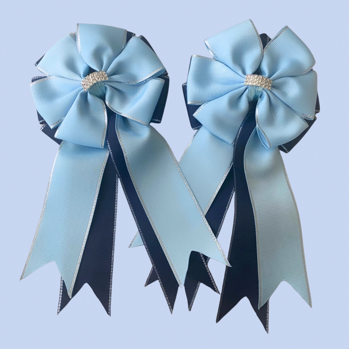 🤩 Show Bows: Light Blue & Navy