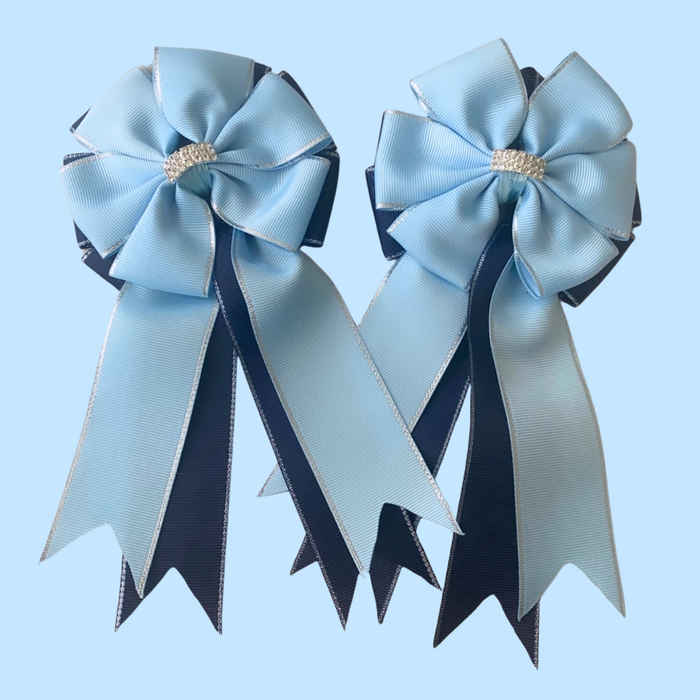 🤩 Show Bows: Light Blue & Navy