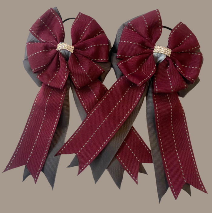 🤩 Show Bows: Merlot Stitch on Charcoal