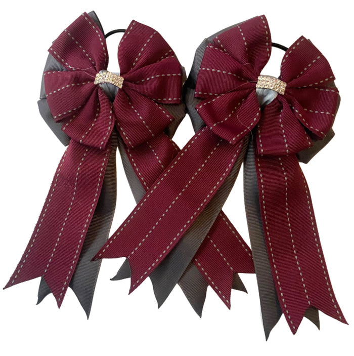 🤩 Show Bows: Merlot Stitch on Charcoal
