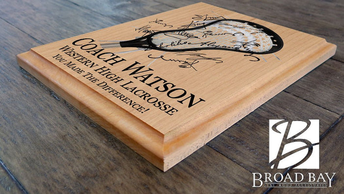 Signable Lacrosse Coach Gift Plaque For LAX Team Coaches - Broad Bay Personalized Gifts Shipped Fast